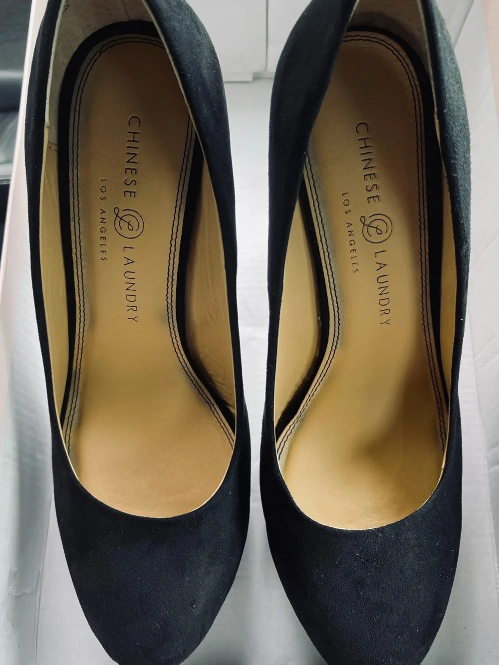 Chinese Laundry Black Stiletto High Heels Sz9 Platform Faux Suede Worn Once